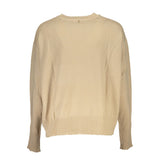 Maglione chic beige dell'equipaggio beige con dettagli di contrasto