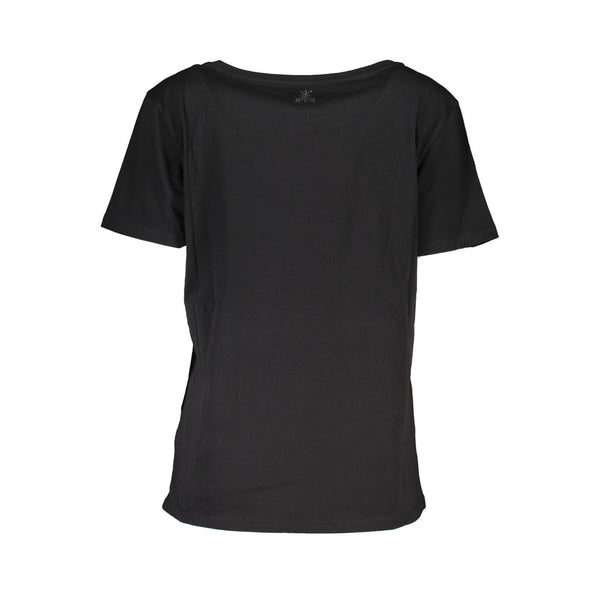 Chic Short Sleeve Wide Neck -T -Shirt mit Kontrastdetails