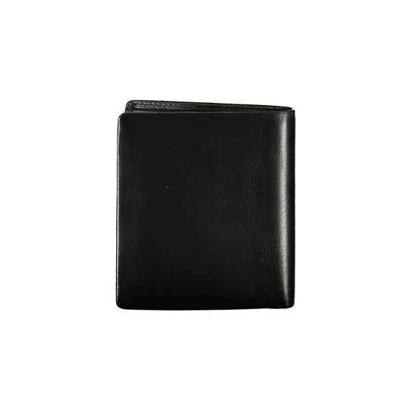 Elegante billetera de cuero negro para hombres