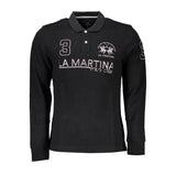 Elegante polo negro de manga larga