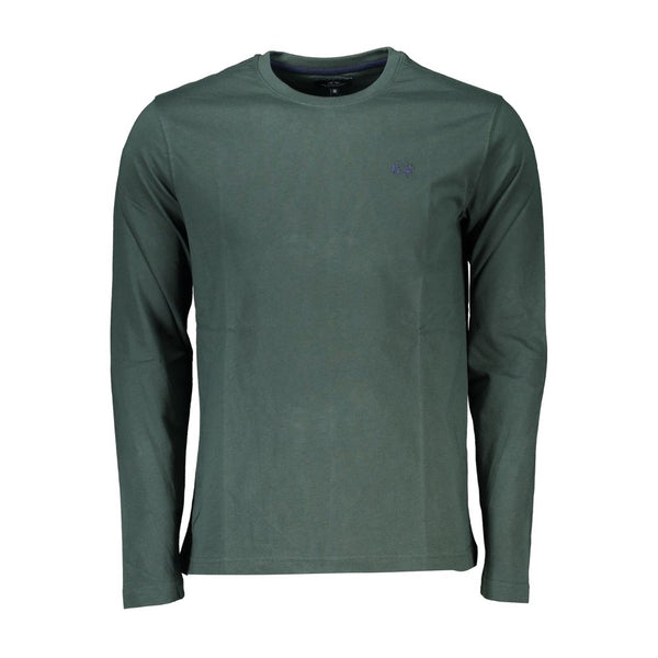 Elegant Crew Neck Green Tee avec broderie