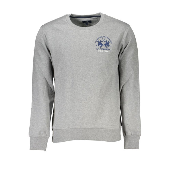 Chic Grey Crew Neck Cotton Sweatshirt