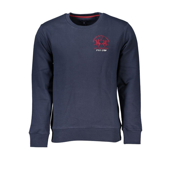 Sudadera bordada de cuello de equipo azul elegante