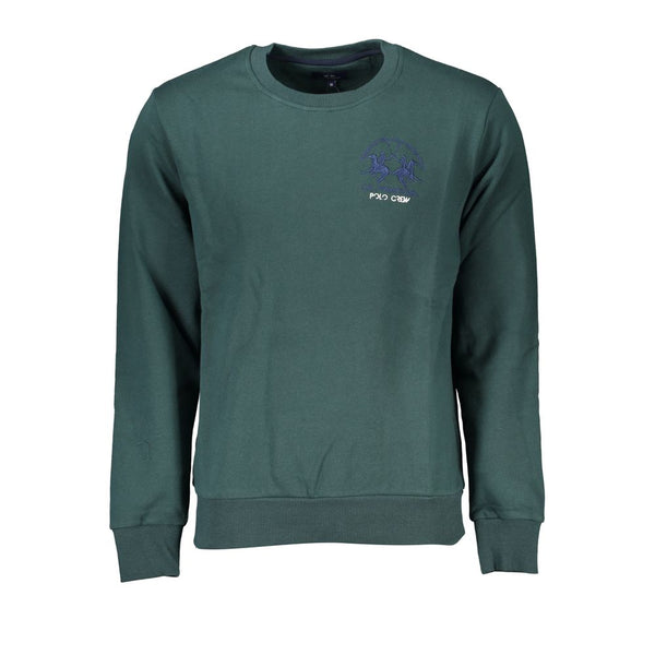 Σμαραγδένιο Crew Neck Cotton Sweater - Κανονική εφαρμογή