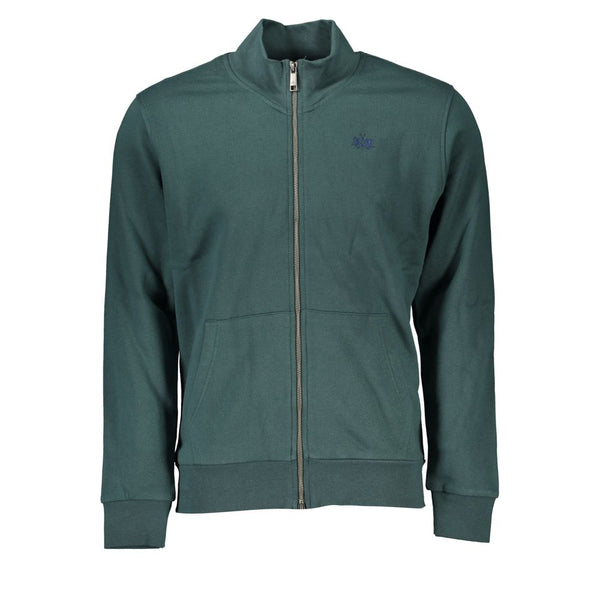 Elegante sudadera de vellón verde con bordado