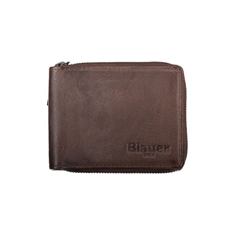 Elegant Leather Coin & Card Wallet in Brown