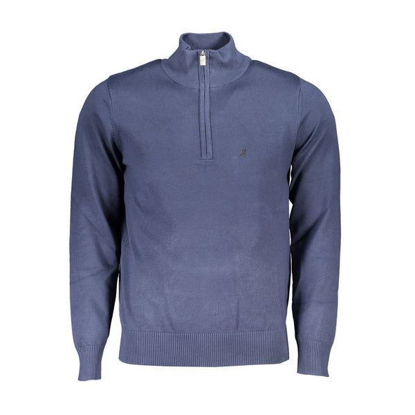 Eleganter blauer Halbzip-Pullover