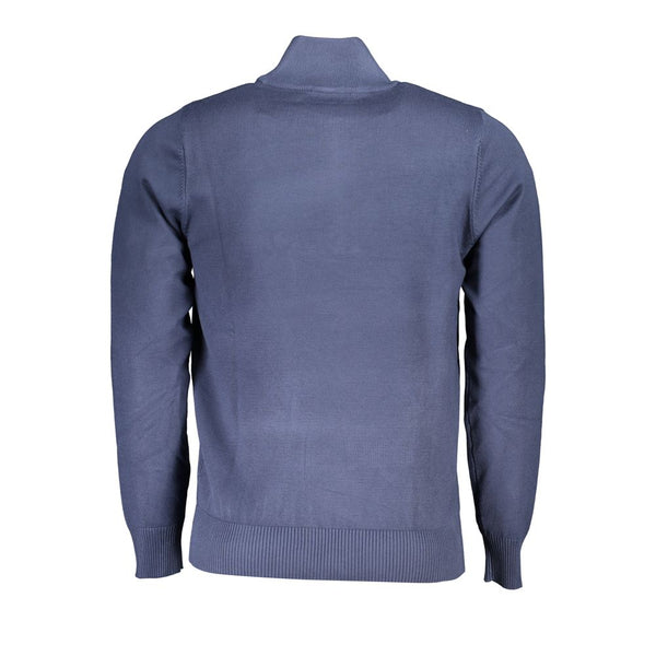 Eleganter blauer Halbzip-Pullover