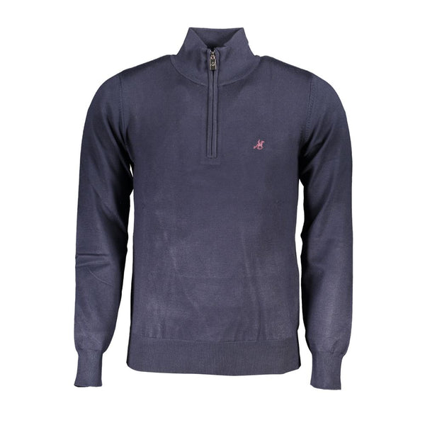 Pull bleu à demi-zip élégant avec logo brodé