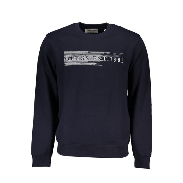 Sleek Blue Crew Neck Ex ricamato.