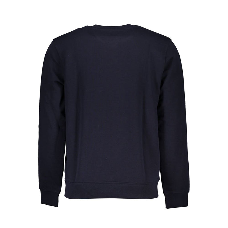 Sleek Blue Crew Neck Ex ricamato.