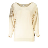 Maglione del collo di rinestone beige