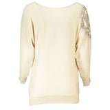 Maglione del collo di rinestone beige