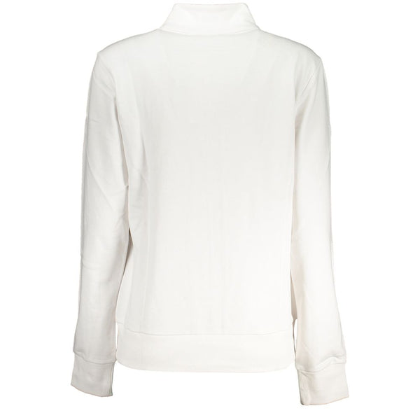 Chic White Long Sleeve Reißverschluss Sweatshirt