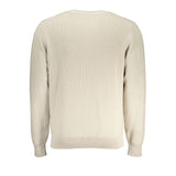 Beige Crew Neck Cotton Sweater with Logo Detail