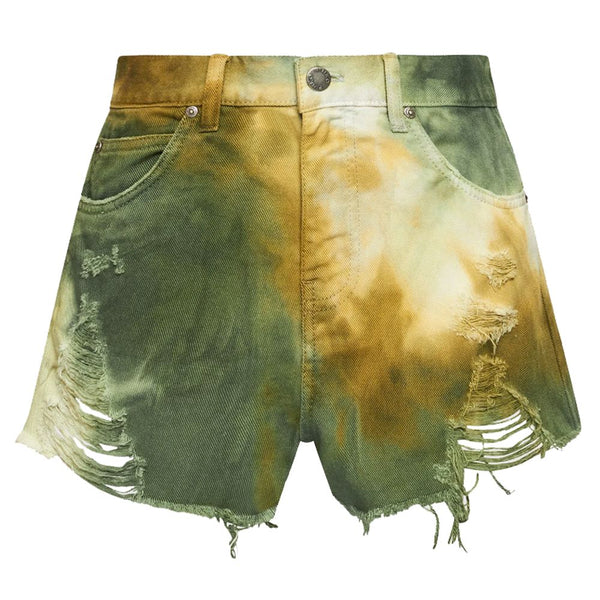 Shorts de coton vert militaire chic pour femmes