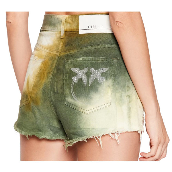 Pantalones cortos de algodón verde militar elegantes para mujeres