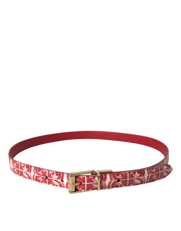 Elegant Red Calfskin Waist Belt