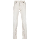 Cream-Colored Cotton Blend Trousers