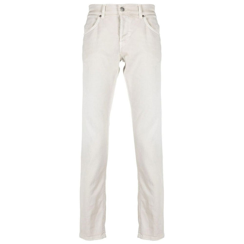 Cream-Colored Cotton Blend Trousers