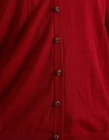 Cardigan de lana rojo con cuello en V rojo