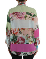 Elegant Multicolor Silk Blend Long Sleeve Top