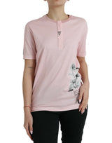 Chic Pink Blumen Baumwoll -T -Shirt