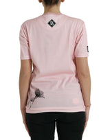 T-shirt à coton floral rose chic