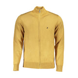 Elegante cardigan giallo a maniche lunghe con ricamo