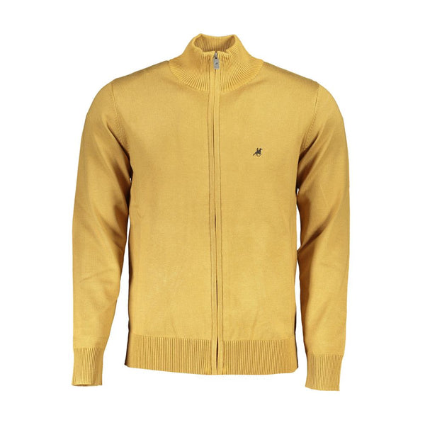 Elegante cardigan giallo a maniche lunghe con ricamo