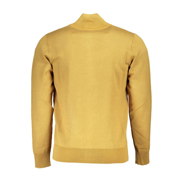 Elegante cardigan giallo a maniche lunghe con ricamo