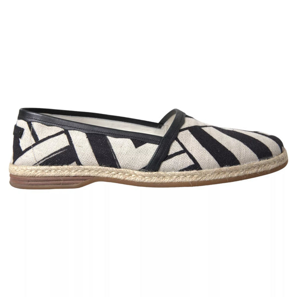 Elegante gestreifte Leder -Espadrilles