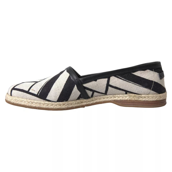 Elegante gestreifte Leder -Espadrilles