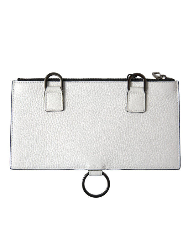 Eleganter weißer Leder -Crossbody -Karteninhaber