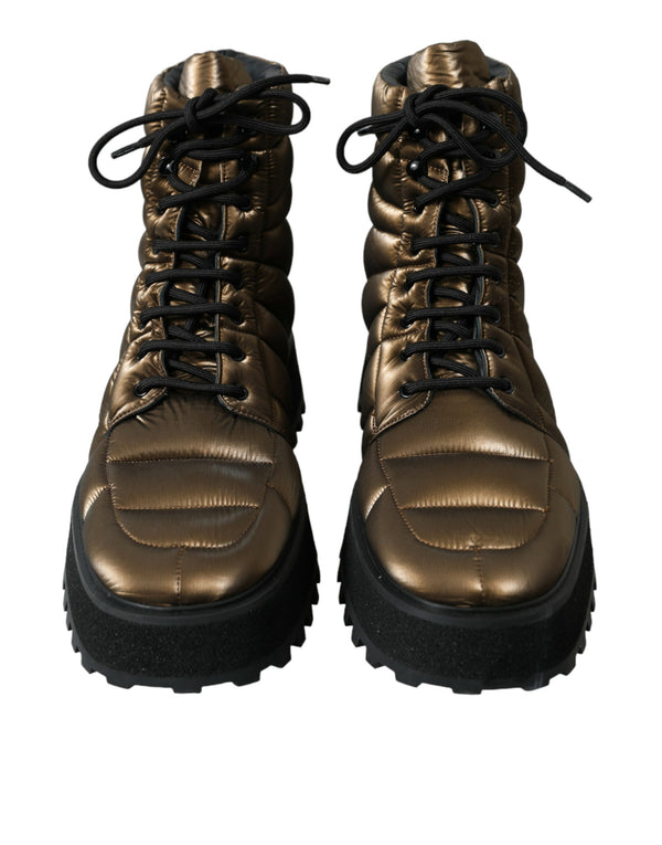 Bronze -Plateau gepolsterte Stiefel mit DG -Logoplatte