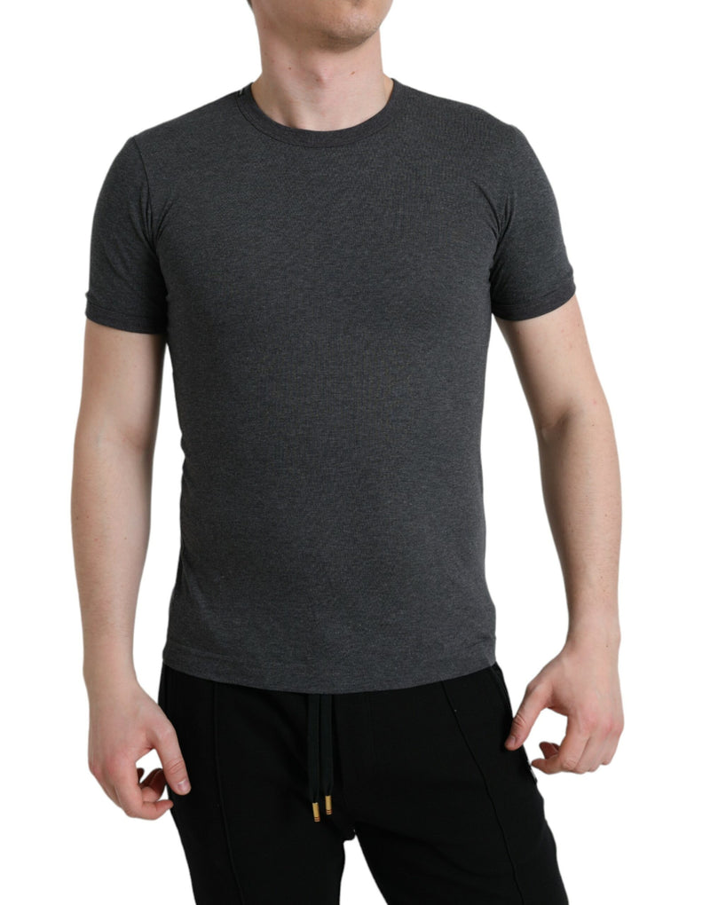 Élégant tee-shirt de cou à l'équipage gris foncé