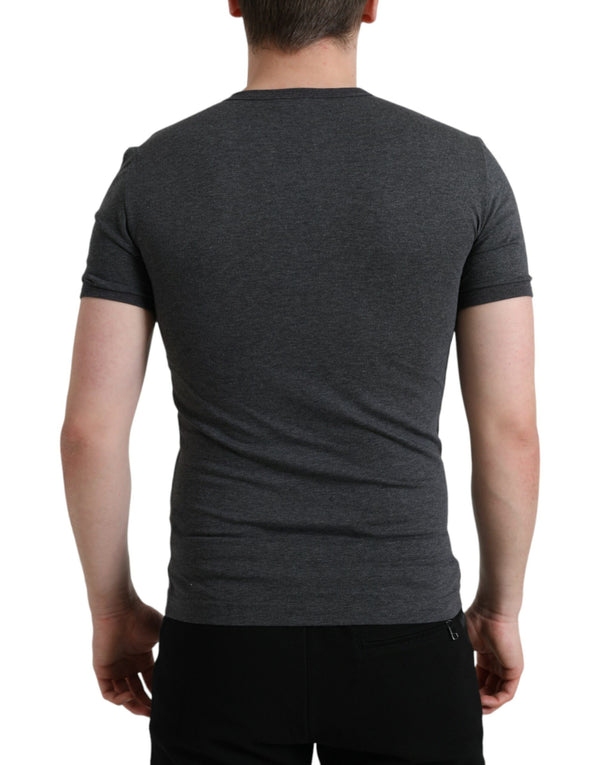 Elegante camiseta de cuello de la tripulación gris oscuro