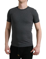 Elegante camiseta de cuello de la tripulación gris oscuro