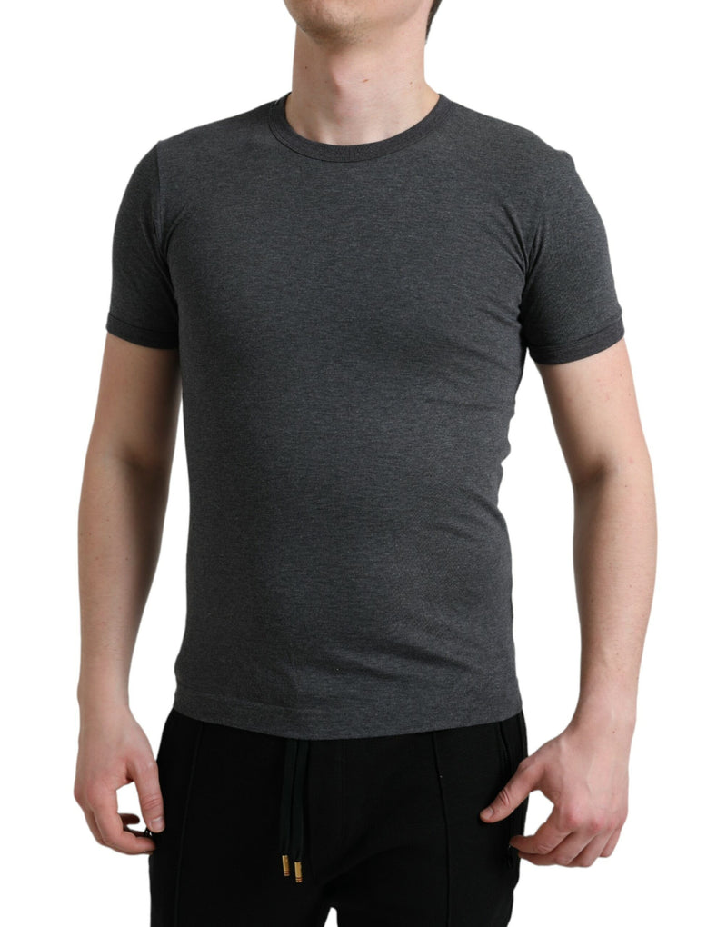 Élégant tee-shirt de cou à l'équipage gris foncé