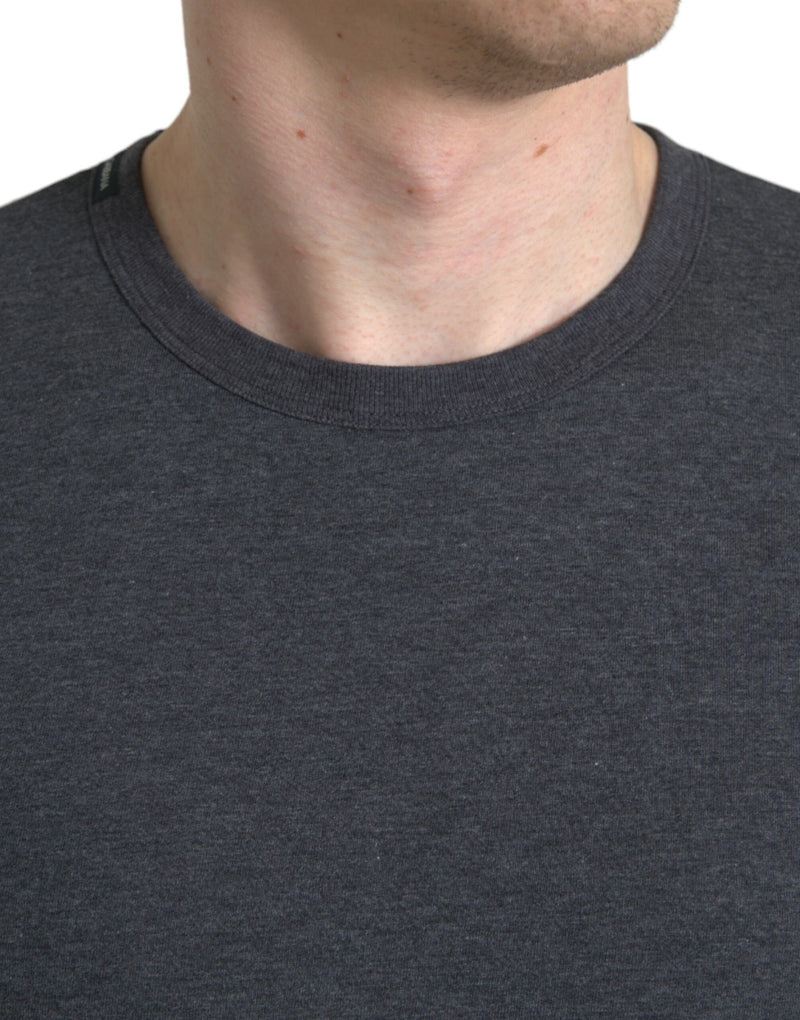 Elegante camiseta de cuello de la tripulación gris oscuro