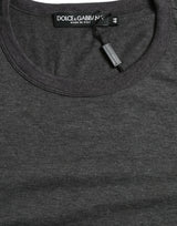 Elegante camiseta de cuello de la tripulación gris oscuro