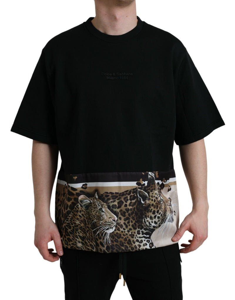 Elegant Leopard Print Crew Nou T-shirt