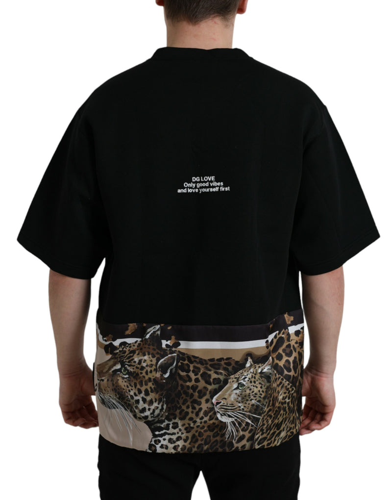 Elegant Leopard Print Crew Nou T-shirt