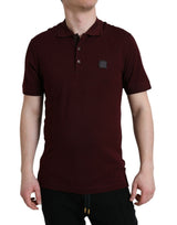 Elegante kastanienbraune Baumwollmischung Polo -T -Shirt