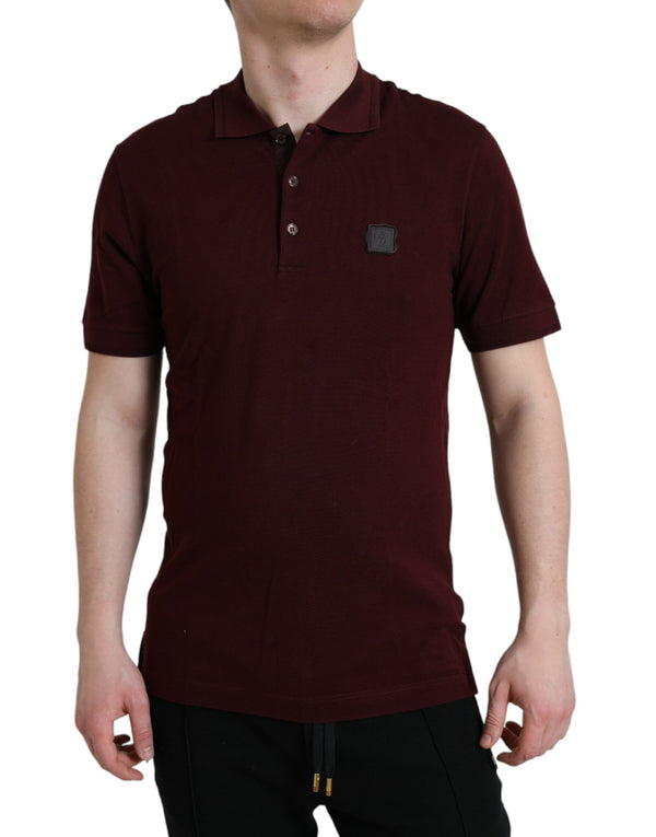 Elegante kastanienbraune Baumwollmischung Polo -T -Shirt