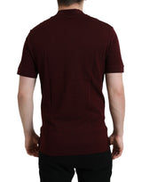 Elegante kastanienbraune Baumwollmischung Polo -T -Shirt