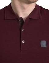 Elegante kastanienbraune Baumwollmischung Polo -T -Shirt