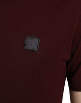 Elegante kastanienbraune Baumwollmischung Polo -T -Shirt