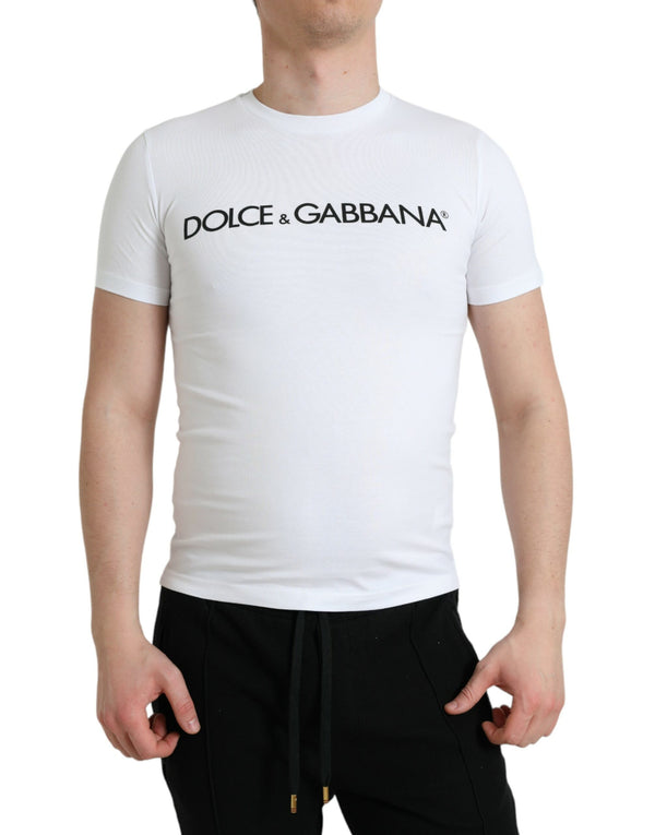 Elegante logo bianco Crewneck Tee