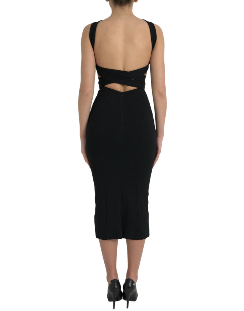 Elegante vestido de halter de vaina negra midi midi